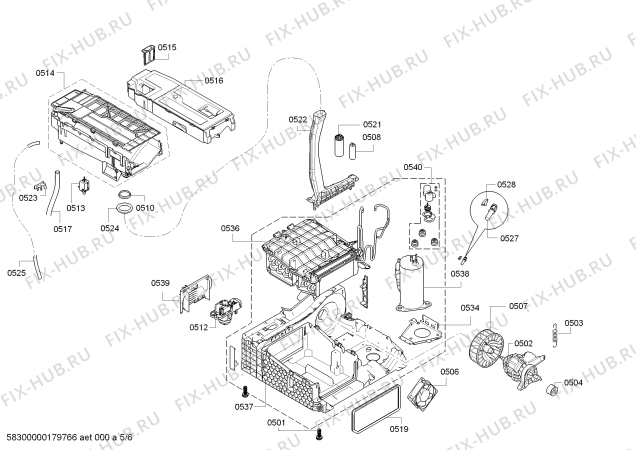 Взрыв-схема сушильной машины Siemens WT46W167IT iQ300 selfCleaning condenser - Схема узла 05