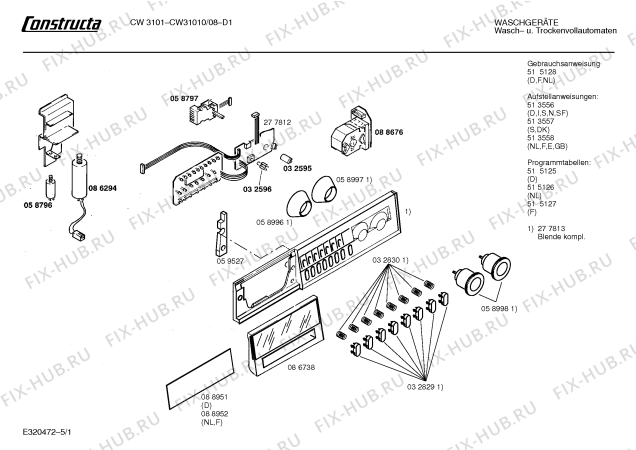 Схема №1 CW31010 CW3101 с изображением Панель управления для стиралки Bosch 00277813