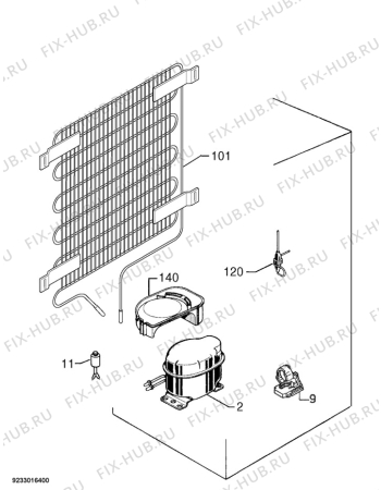 Взрыв-схема холодильника Electrolux ERT16002W8 - Схема узла Cooling system 017