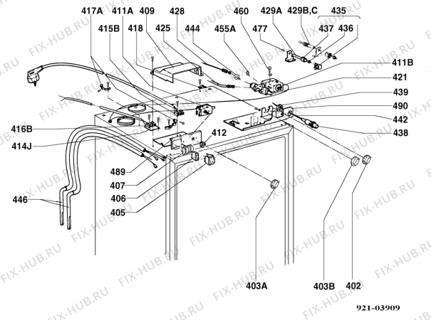 Взрыв-схема холодильника Electrolux RM4400M - Схема узла Armature/fitting