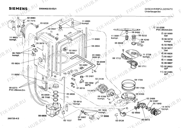 Схема №2 SN56402 с изображением Рамка для посудомоечной машины Siemens 00086890