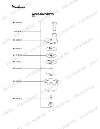 Схема №2 QA813D27/BWA с изображением Корпусная деталь для электрокомбайна Moulinex MS-651247