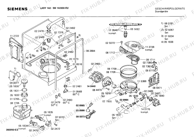 Взрыв-схема посудомоечной машины Siemens SN142300 - Схема узла 02