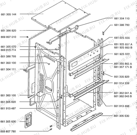 Взрыв-схема плиты (духовки) Aeg 30581B-D - Схема узла H10 Outer Frame