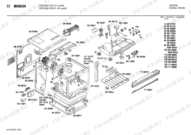 Взрыв-схема плиты (духовки) Bosch HEE692135 - Схема узла 02