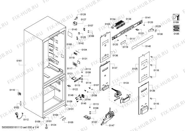 Схема №1 K5890X4RU с изображением Дверь для холодильной камеры Bosch 00247680