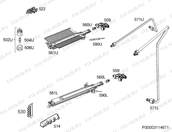 Взрыв-схема плиты (духовки) Zanussi ZCG610H1WA - Схема узла Functional parts