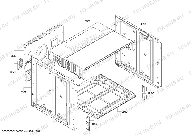 Взрыв-схема плиты (духовки) Bosch HEA23B151 - Схема узла 05