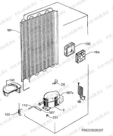 Взрыв-схема холодильника Juno JCF12224F5 - Схема узла Cooling system 017