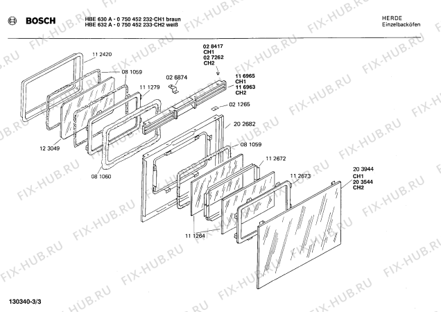 Схема №1 0750452137 HBE680E с изображением Стеклянная полка для плиты (духовки) Bosch 00203944