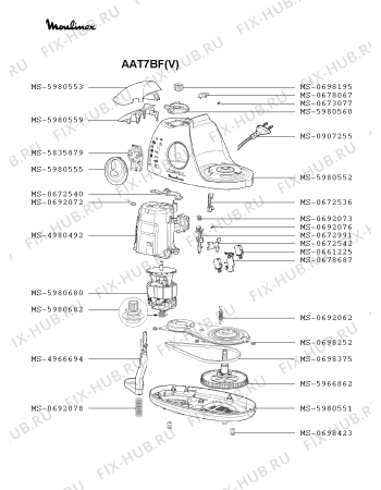 Взрыв-схема кухонного комбайна Moulinex AAT7BF(V) - Схема узла ZP002955.5P3