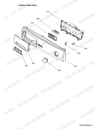 Схема №3 AWG/B M7080S с изображением Клавиша для стиральной машины Whirlpool 482000006030