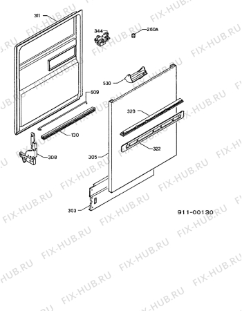 Взрыв-схема посудомоечной машины Electrolux ESI650W - Схема узла Door 003