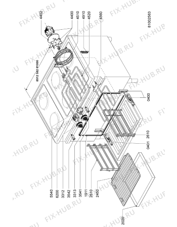 Взрыв-схема плиты (духовки) Whirlpool AGB 582/WP - Схема узла