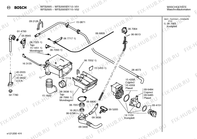 Схема №1 WFB2005BY BOSCH WFB 2005 с изображением Инструкция по эксплуатации для стиральной машины Bosch 00520143