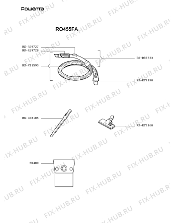 Взрыв-схема пылесоса Rowenta RO455FA - Схема узла UP002803.8P2