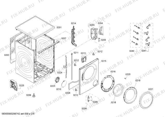 Схема №1 WU12P260HK iQ300 с изображением Модуль управления, запрограммированный для стиралки Siemens 11024076