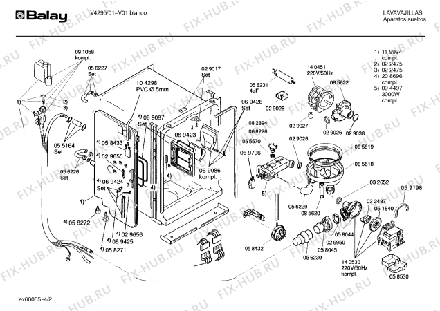 Взрыв-схема посудомоечной машины Balay V4295 SPSBLA2EE/03 - Схема узла 02