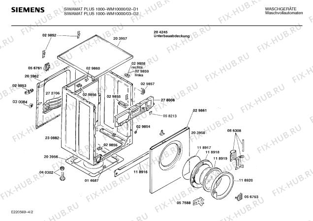 Схема №2 WM10000 SIWAMAT PLUS 1000 с изображением Ручка для стиральной машины Siemens 00088216