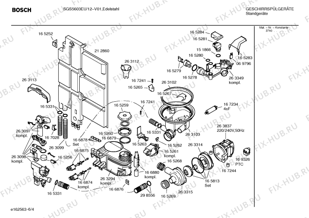 Взрыв-схема посудомоечной машины Bosch SGS5603EU - Схема узла 04