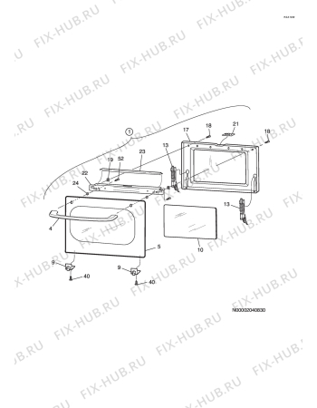 Взрыв-схема комплектующей Zanussi ZCS604N - Схема узла H10 Main Oven Door (large)