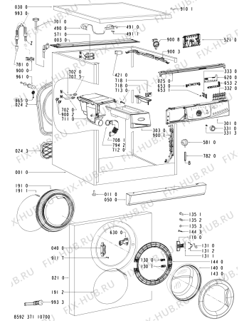 Схема №1 AWO/D 6103/D с изображением Обшивка для стиральной машины Whirlpool 480111102543