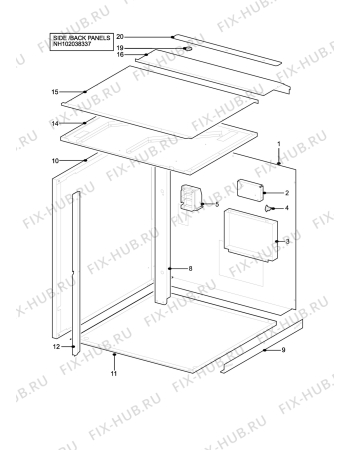 Взрыв-схема плиты (духовки) Zanussi ZHQ575X - Схема узла H10 Side/Back Panel