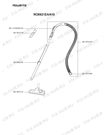 Взрыв-схема пылесоса Rowenta RO6921EA/410 - Схема узла 2P005414.6P3