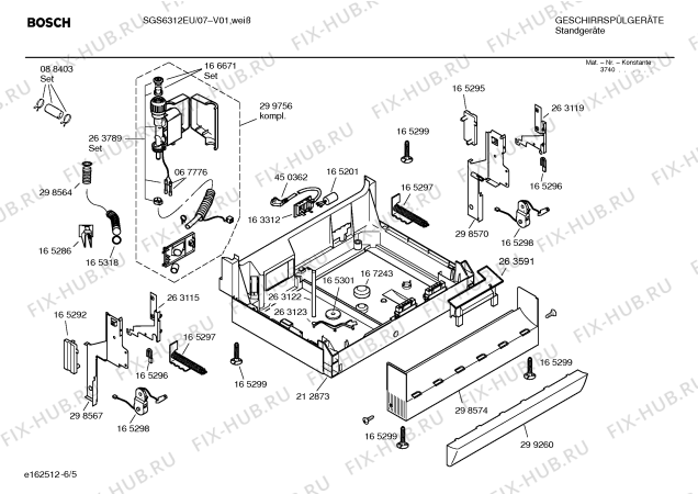 Взрыв-схема посудомоечной машины Bosch SGS6312EU - Схема узла 05
