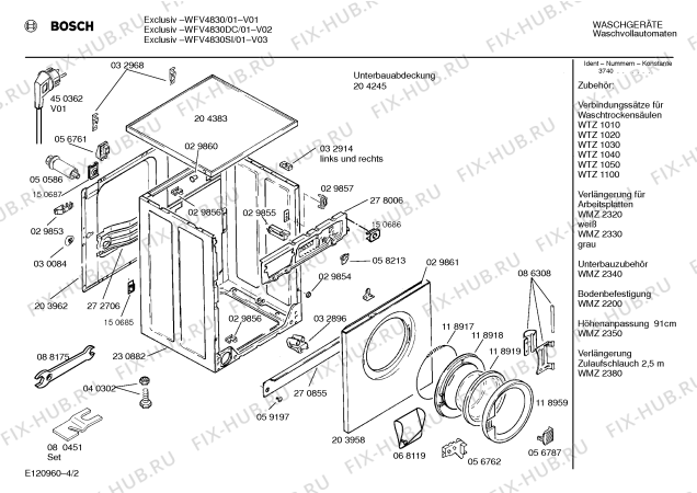 Взрыв-схема стиральной машины Bosch WFV4830SI EXCLUSIV 4830 - Схема узла 02