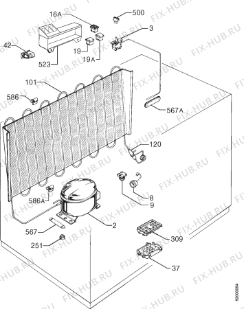 Взрыв-схема холодильника Zanussi ZCF330L - Схема узла Refrigerator cooling system