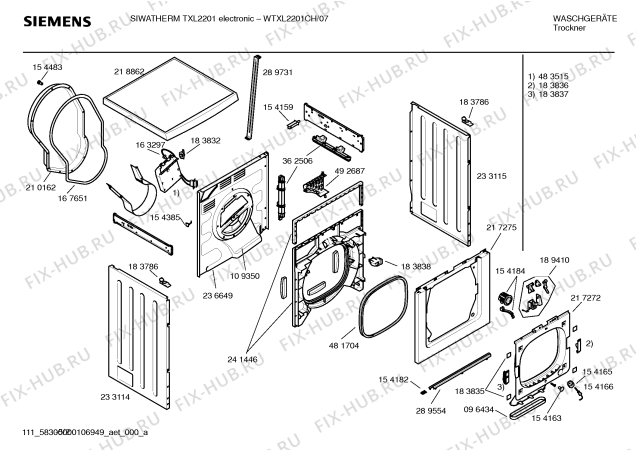 Схема №1 WTXL2201CH SIWATHERM TXL2201 electronic с изображением Инструкция по установке и эксплуатации для сушилки Siemens 00594458