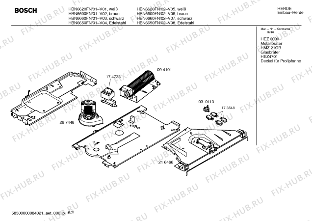 Схема №1 HBN6650FN с изображением Инструкция по эксплуатации для плиты (духовки) Bosch 00529163