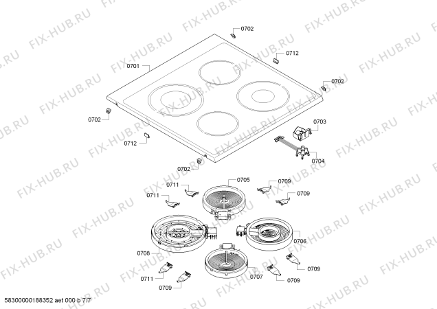 Схема №3 PHCB855M21 с изображением Панель управления для плиты (духовки) Bosch 11010698
