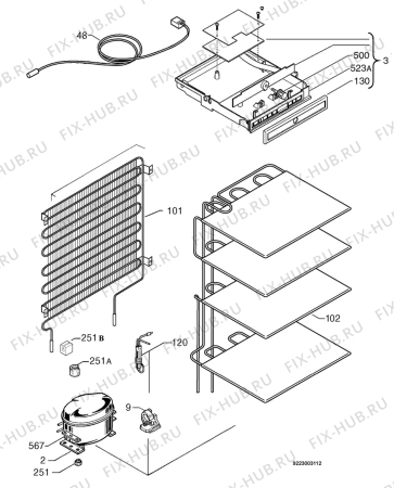 Взрыв-схема холодильника Aeg Electrolux A60120GS - Схема узла Cooling system 017