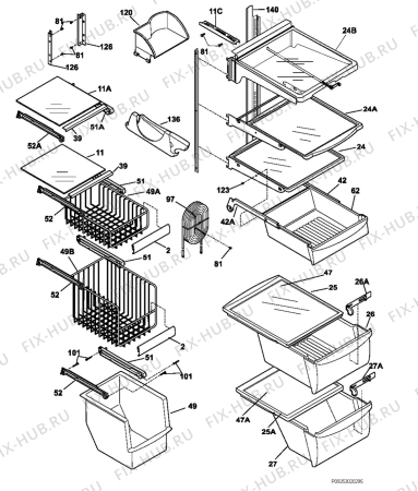 Взрыв-схема холодильника Aeg Electrolux 7388KGP - Схема узла C10 Cabinet/Interior