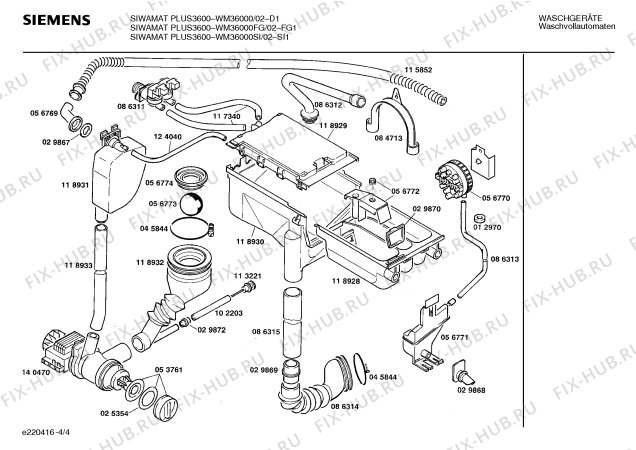 Схема №1 WM3800 SIWAMAT PLUS 3800 с изображением Вставка для ручки для стиралки Siemens 00086302