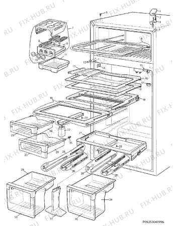 Взрыв-схема холодильника Electrolux END52821X - Схема узла Section 4
