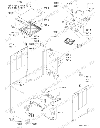 Схема №1 AWE 6215 с изображением Обшивка для стиральной машины Whirlpool 481010683844