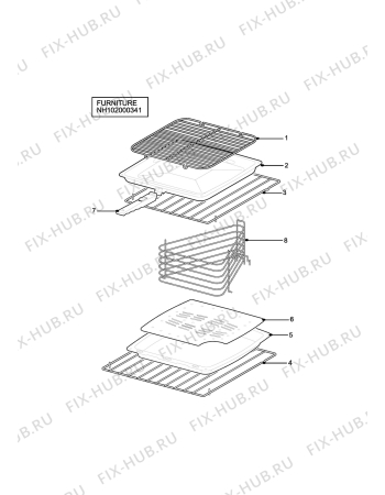 Взрыв-схема плиты (духовки) Parkinson Cowan R1200GRN - Схема узла H10 Furniture