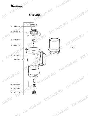 Взрыв-схема кухонного комбайна Moulinex AB6844(0) - Схема узла SP000456.4P3