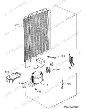 Взрыв-схема холодильника Electrolux ERN92001FW - Схема узла Cooling system 017