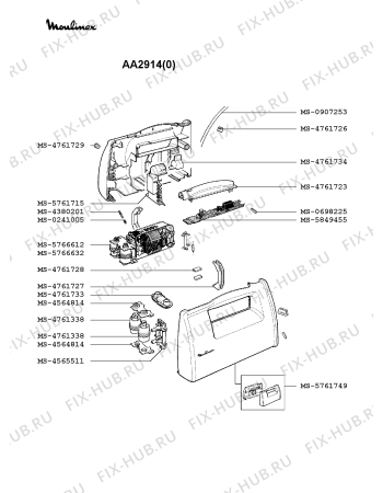 Взрыв-схема блендера (миксера) Moulinex AA2914(0) - Схема узла Q0000149.3Q2