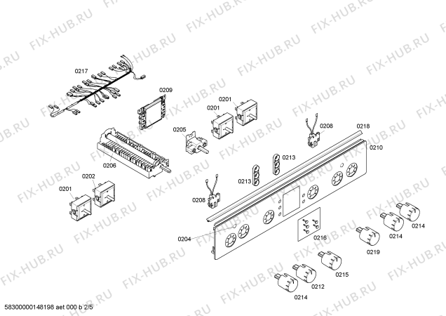 Взрыв-схема плиты (духовки) Bosch HCE743220F - Схема узла 02