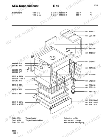 Взрыв-схема плиты (духовки) Aeg 1050V-W SF - Схема узла Section2