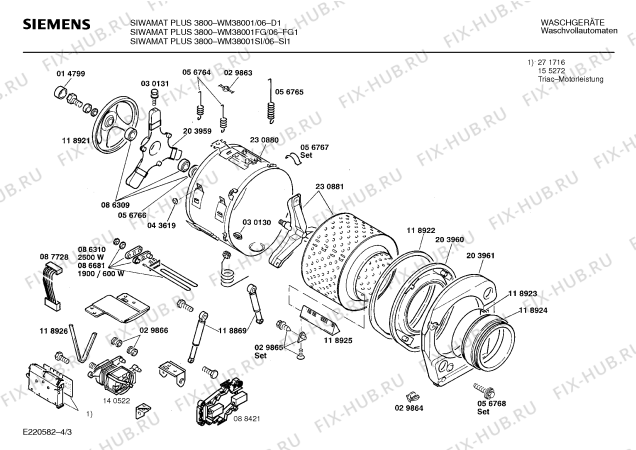 Схема №1 WM38001SI SIWAMAT PLUS 3800 с изображением Панель управления для стиралки Siemens 00273951