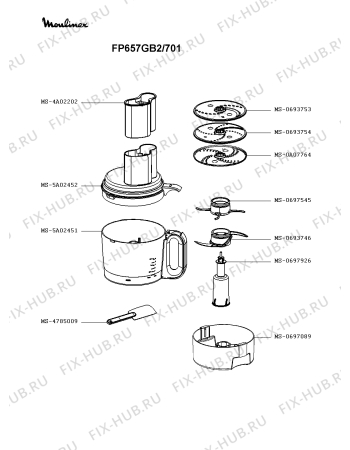 Взрыв-схема кухонного комбайна Moulinex FP657GB2/701 - Схема узла HP003968.9P2
