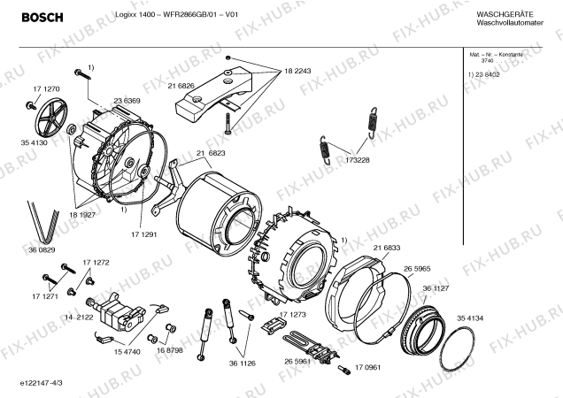 Схема №1 WFR2866GB Logixx 1400 с изображением Ручка для стиральной машины Bosch 00484274