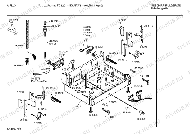 Взрыв-схема посудомоечной машины Airlux SGIAIA7 LV27A - Схема узла 05