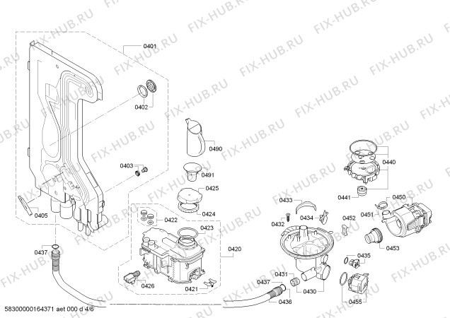 Взрыв-схема посудомоечной машины Bosch SMI50D36EU AquaStop - Схема узла 04
